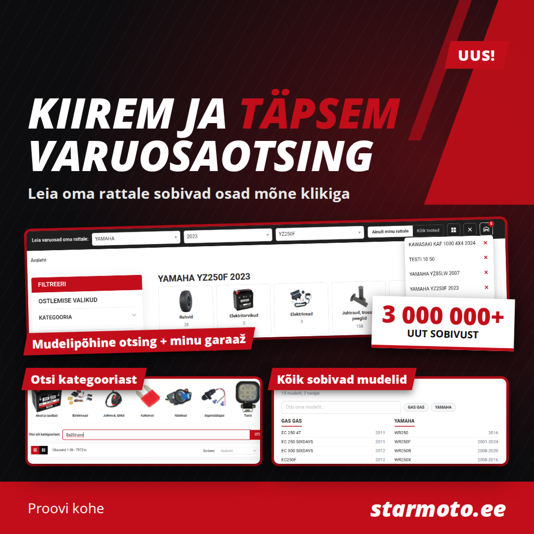 Jauna rezervesdaļu meklēšana starmoto.ee: atrodi savam motociklam piemērotu detaļu ātrāk