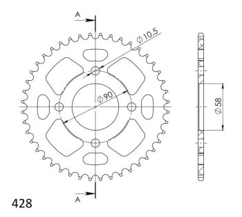 Supersprox Alu Rear sprocket HO CBR125 11- Red 44