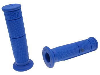 handlebar rubber grip set Domino half waffle quad, ATV thumb throttle 22/22mm - blue