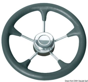 Polyurethane steer. wheel SS spokes Ø 280 mm black