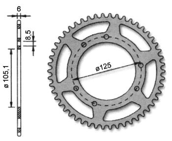 Forte Rear sprocket, 52 t. (420), Ø105mm, Aprilia / Derbi / Drac / Rieju / Yamah