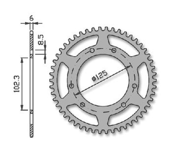 Forte Rear sprocket, 53 teeth (420), Ø102mm, Derbi Senda DRD Pro,Racing