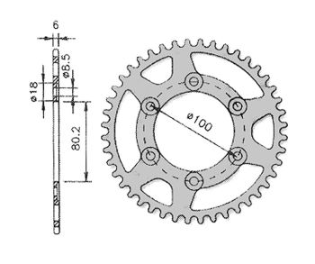 Forte Rear sprocket, 48 teeth (420), Ø80mm, Rieju RR, Spike