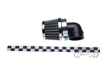 Õhufilter koonus, 90 kraadi, kroomitud, KM102M3, karb diam. 35 mm