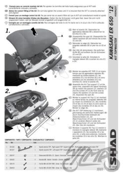 Kohvri adapter, ülemine - Shad, KAWASAKI er6 n/6f