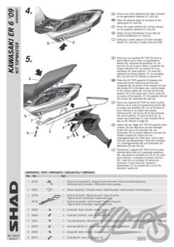 Kohvri adapter, ülemine - Shad, KAWASAKI er6 n-f