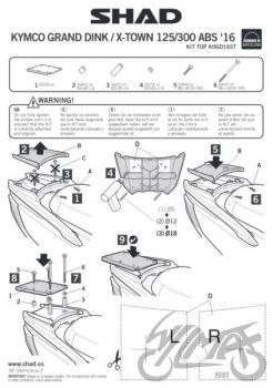 Kohvri adapter, ülemine - Shad, kymco x-town 125