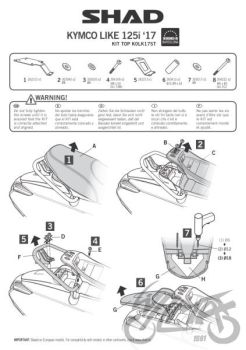 Kohvri adapter, ülemine - Shad, Kymco Like 125