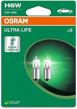 12V BAX9S PIRN 6W H6W HALOGEEN ULTRA LIFE BLISTER 2TK OSRAM