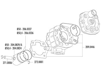 cylinder kit Polini cast iron sport 80cc for Derbi Senda GPR, Gilera GSM SMT RCR Zulu EBE / EBS