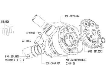 cylinder kit Polini aluminum racing 76cc 50mm for Minarelli AM6