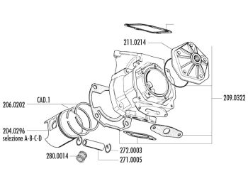 cylinder kit Polini aluminum racing 154cc 60mm for Rotax engine 122, 123