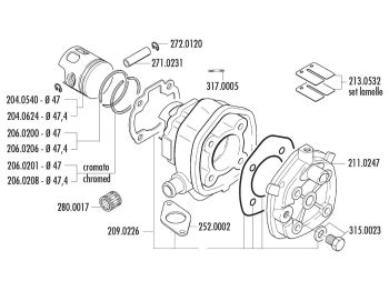 cylinder kit Polini cast iron racing 70cc for Minarelli horizontal LC