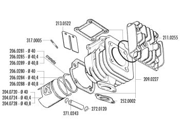 cylinder kit Polini cast iron sport 50cc for Minarelli vertical