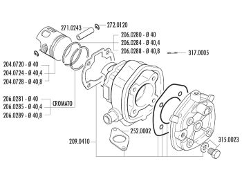 cylinder kit Polini cast iron sport 50cc for Minarelli horizontal LC