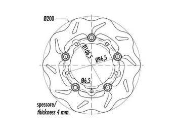 brake disc Polini Wavy floating for LML, Piaggio, Vespa, Gilera