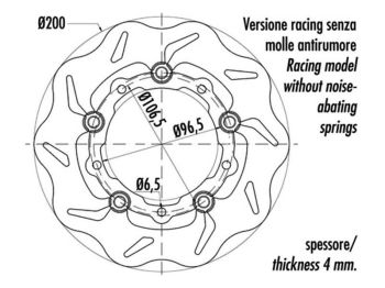 brake disc Polini racing Evolution 200mm floating type for Gilera, Piaggio, Vespa