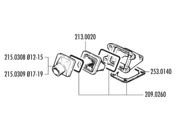 intake manifold Polini reed block 19/24mm for Peugeot 103, 103 SP, HP, MVL 50