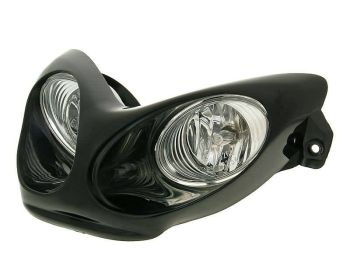headlight dual optics halogen H3 black E-marked for Yamaha Aerox, MBK Nitro