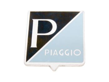 emblem / badge Piaggio 25x31mm aluminum to glue for Vespa 50, 50S, 50SS (-1968), 90, 90SS, 125 Primavera, Nuova (1966)
