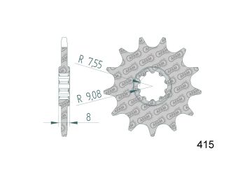 front sprocket 12 teeth 415 for Aprilia RS50 93-98, Rieju Drac (6-speed)