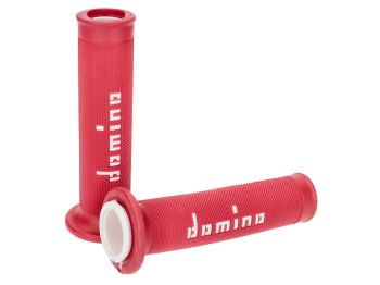 handlebar grip set Domino A010 On-Road red / white with open ends