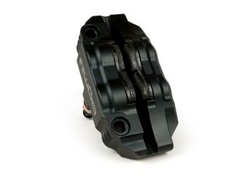 Brake caliper, front -BGM PRO, 4-piston, radial fixing (requires adapter)- for PX Disc, LML Star, Stella, Grimeca NT classic- Vespa PX (1998-, genuine), PX, T5 125cc, PK XL - black