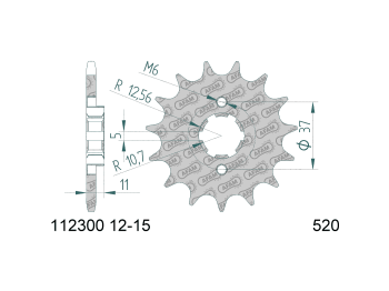 front sprocket AFAM 15 teeth 520 for Aeon Cobra 220, E-Ton CXL, EXL, SYM Trackrunner 200