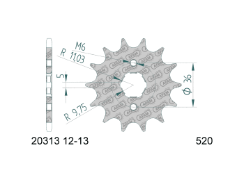 front sprocket AFAM 13 teeth 520 for Adly 300 Thunderbike, Honda TRX 300 EX