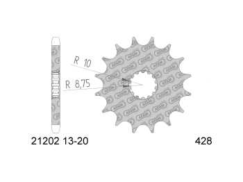 front sprocket AFAM 16 teeth 428 for Derbi GPR 125, Gilera SC, Yamaha DT, TDR, TZR, XVS
