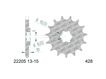front sprocket AFAM 14 teeth 428 for Hyosung GA 125, GF, GS, GT, GV, RT 125, Suzuki