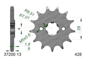 front sprocket AFAM 13 teeth 428 for Aprilia RS4, RS, Tuono 125, RX, SX 125 18-