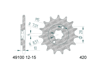 front sprocket AFAM 12 teeth 420 for Cagiva Mito, Derbi Senda, GPR, Fenix