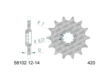 front sprocket AFAM 12 teeth 420 for Gilera, Surfer, GSM, H@k, Gas-Gas Rookie