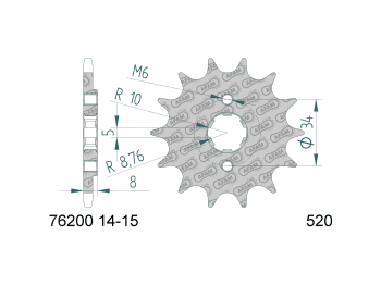 front sprocket AFAM 15 teeth 520 for Kymco MXer 50, MXU 50