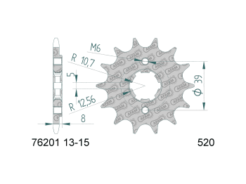 front sprocket AFAM 13 teeth 520 for Kymco MXer 150, MXU 150