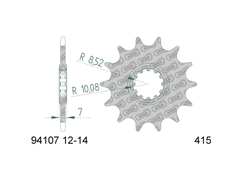 front sprocket AFAM 12 teeth 415 for Aprilia RS50, Rieju RR, Spike