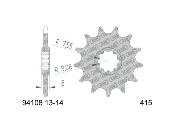 front sprocket AFAM 13 teeth 415 for Aprilia RS50 93-98, Rieju Drac 6-speed