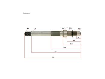 final drive shaft / output shaft for long version - GY6 50cc 139QMB