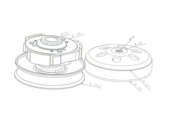 Converter kit with clutch bell D=125mm for Kymco Agility, Super 8, Movie, Like, DJ, Malaguti GY6 125-150ccm
