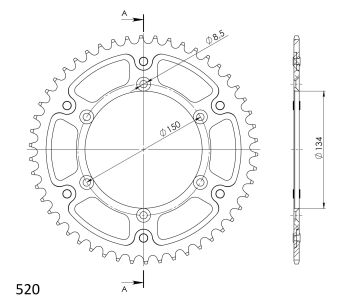 Supersprox Stealth rear sprocket KA KX125/250/450/500 Gold