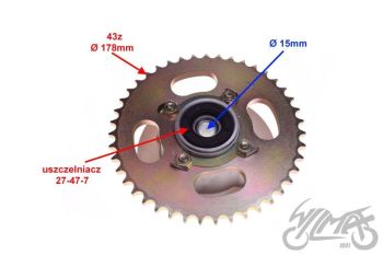 Hammasratas koos kinnitusega tagumine 42h, 428 kett