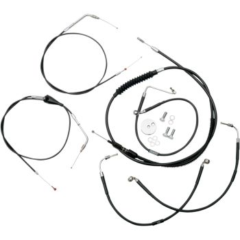 CBLE KT BK12-14 96-07FLHT Standard Must Vinüülpunutisega Lenksukaablite/Pidurijoone Komplekt