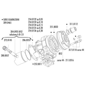 sisemine O-rõngas silindripea Polini Big Evolution 94cc 52mm Minarelli LC, LC Piaggio jaoks