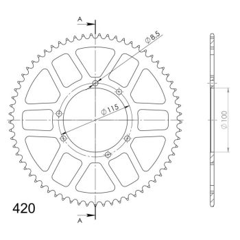 Supersprox Rear sprocket, 65, Red, Fantic 50cc