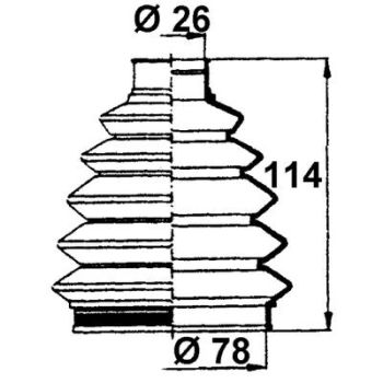 Veovõlli tolmukate 26 x 78 x 114