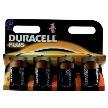 Patarei, duracell plus, lr20, d, 4tk, 1,5v