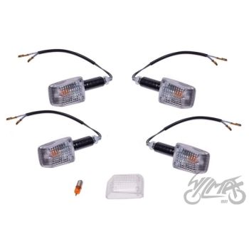 Suunatuli, M8 x 1.25, 12V 23W, valge klaas, Carbon-look, pikk, 4tk+lisad