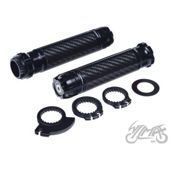 Gripid 22/24mm, rullgaasile Leoshi 658T - must/carbon