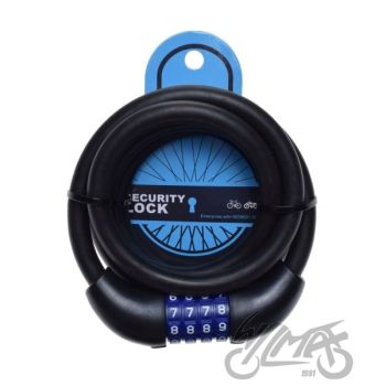 Jalgratta lukk sili cipher koodiga, tross 12mm, pikkud 1500mm,must